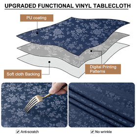 Smiry PU-layer heavy-weight tablecloth providing durable drape in navy