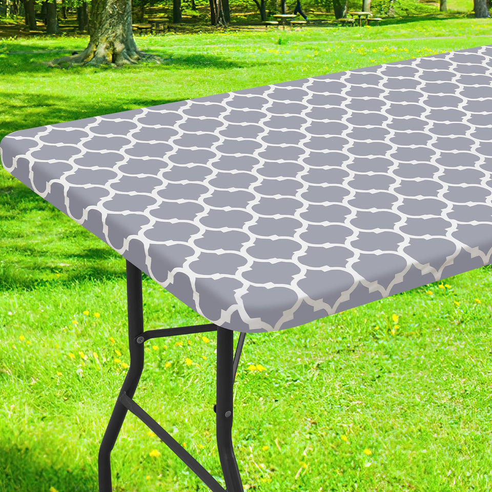 Smiry elastic edge fit rectangle table cover for stable outdoor dining