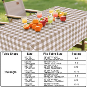 Smiry khaki and white plaid scene illustrates versatile indoor and outdoor use.