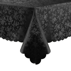 Smiry rectangle table cloth with floral embossed edges for elegant dining and easy care.