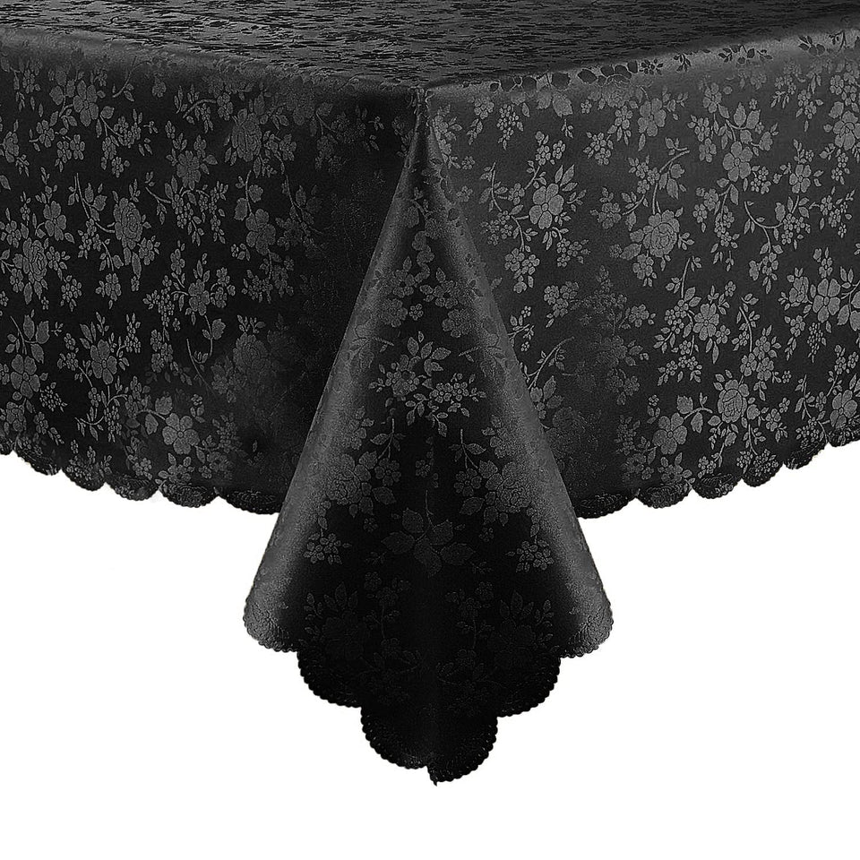 Smiry rectangle table cloth with floral embossed edges for elegant dining and easy care.