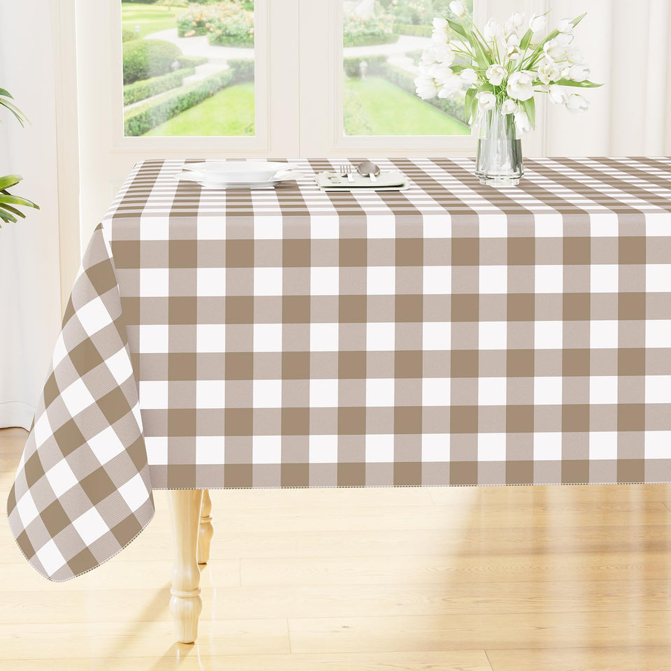 Smiry rectangle table cloth waterproof close-up showing durable vinyl protection for outdoor dining.