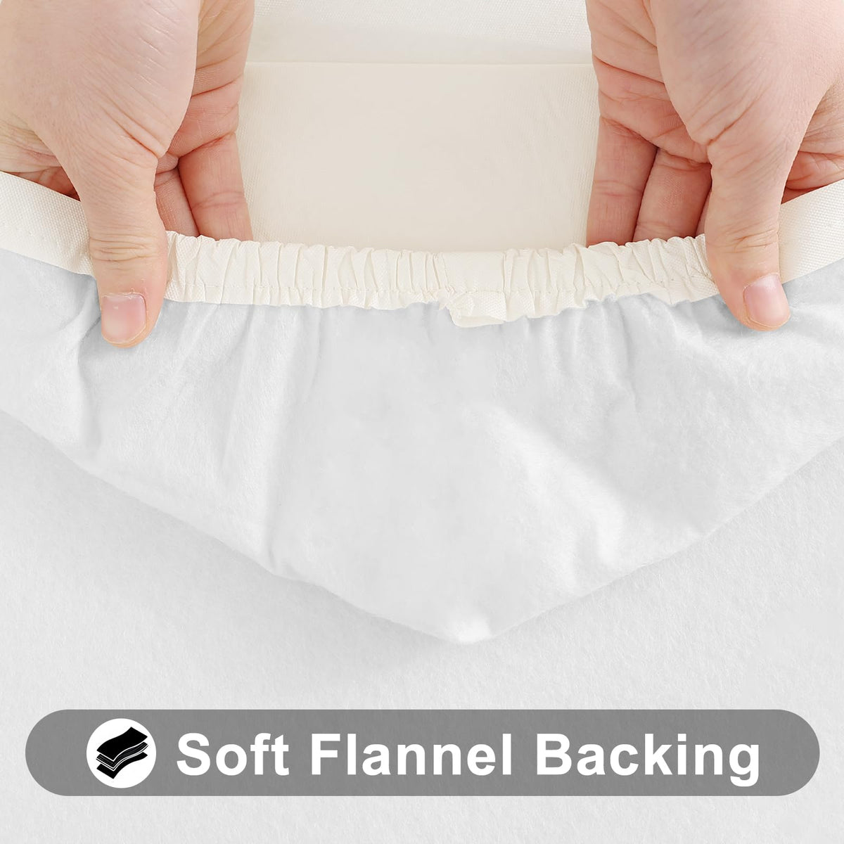 Smiry soft-flannel backing protects tabletops