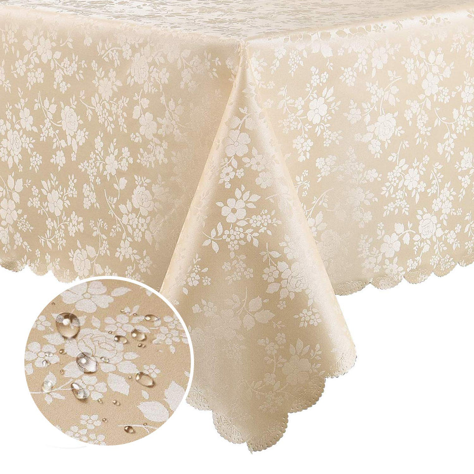 Smiry rectangle tablecloth with floral embossing for elegant dining.