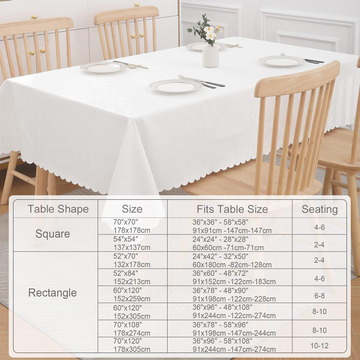 Smiry rectangle tablecloth good drape and weight stays put on table.