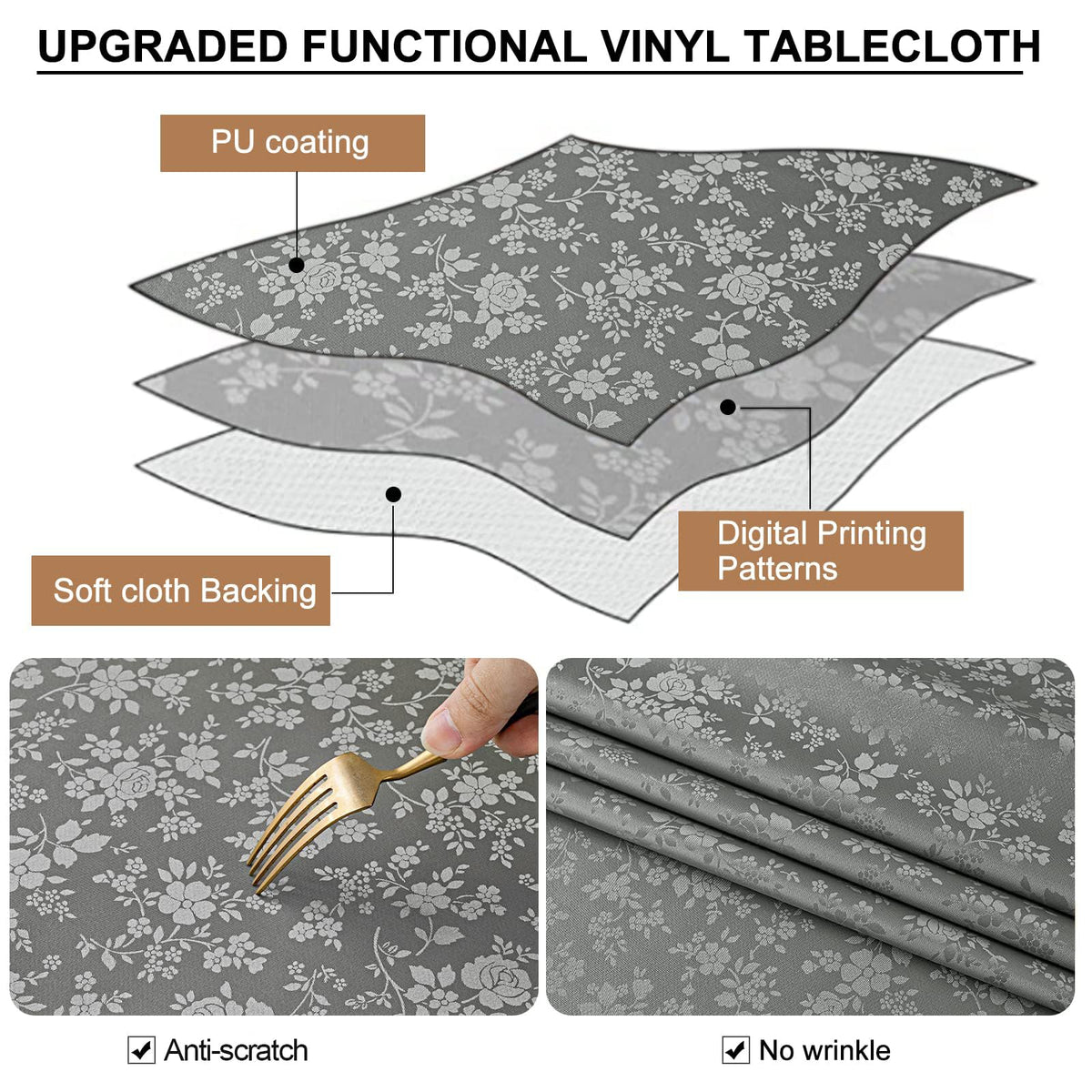 Smiry rectangle tablecloth heavy-weight drape helps it stay in place.
