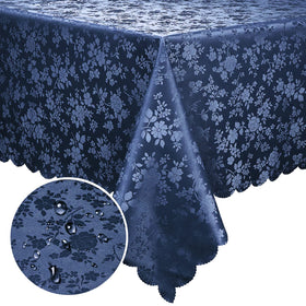 Smiry navy rectangle tablecloth showing waterproof protection for 60x84 tables