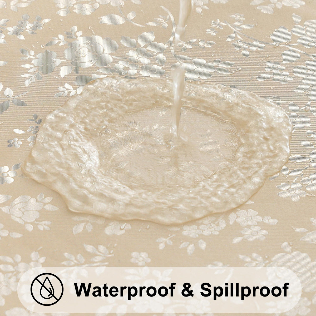 Smiry waterproof PU tablecloth protects surfaces during spills.