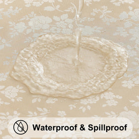 Smiry waterproof PU tablecloth protects surfaces during spills.