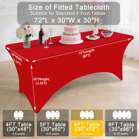 Versatile red rectangle cover for weddings, banquets, and parties.