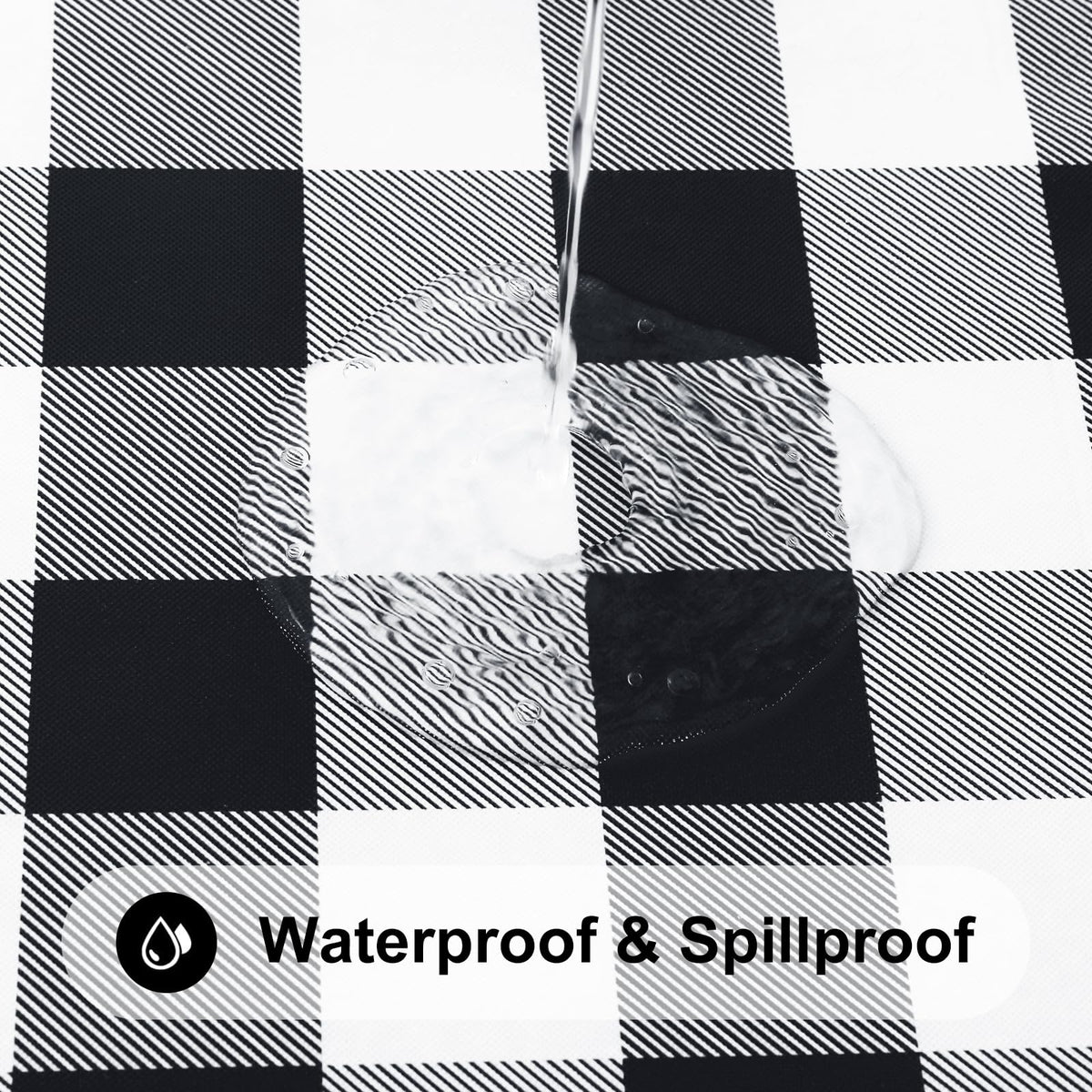 Smiry round picnic tablecloth buffalo plaid pattern adds rustic charm