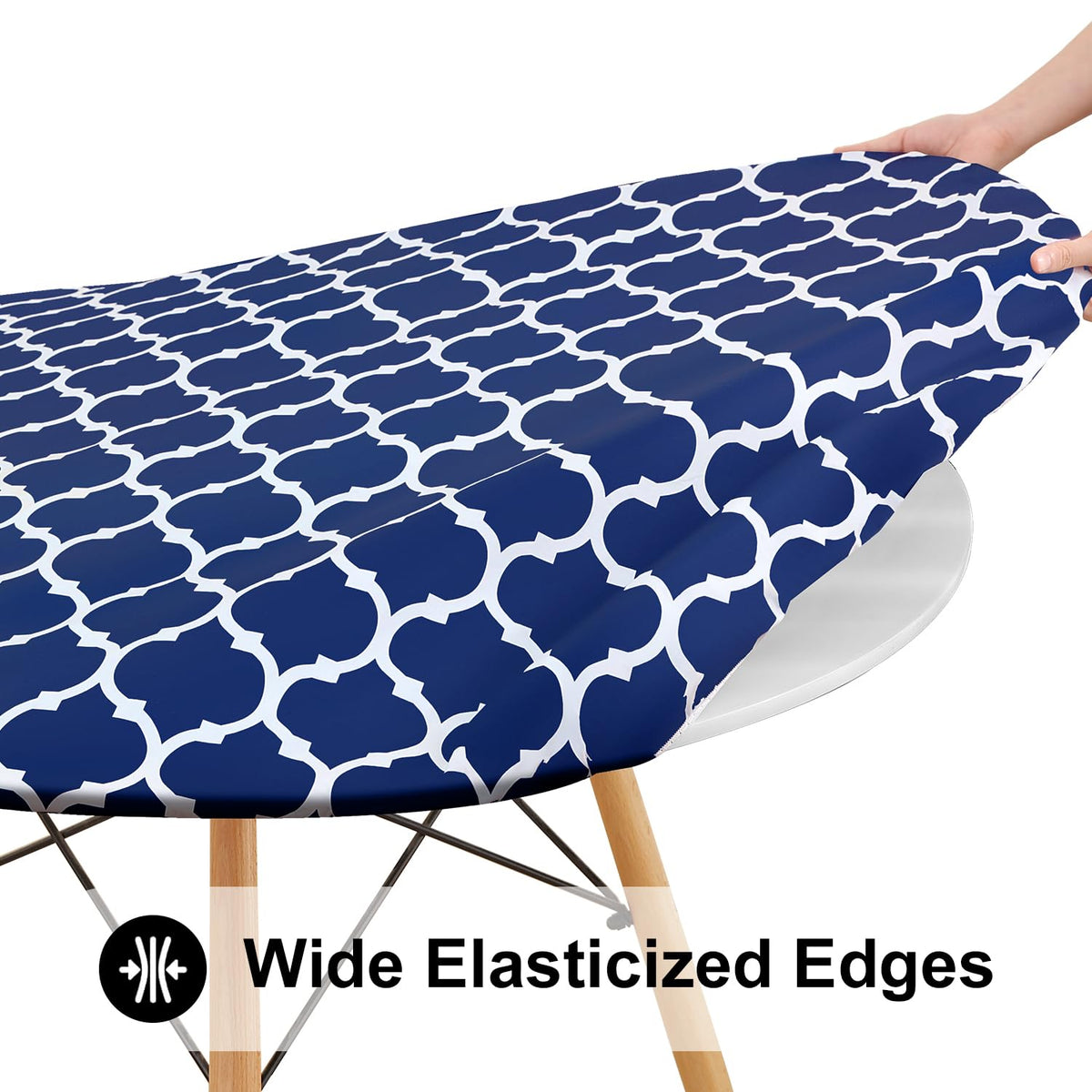 Smiry round picnic tablecloth elastic-edge-fit secure cover for windy outdoor settings