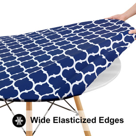Smiry round picnic tablecloth elastic-edge-fit secure cover for windy outdoor settings