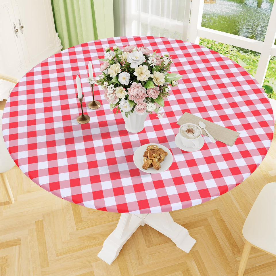 Smiry round tablecloth with elastic edges keeps wind-prone tables neat and secure.