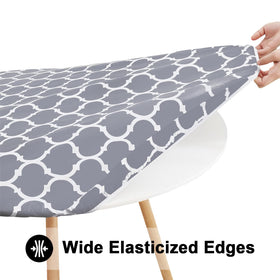 Smiry round tablecloth with flannel backing prevents slipping during meals.