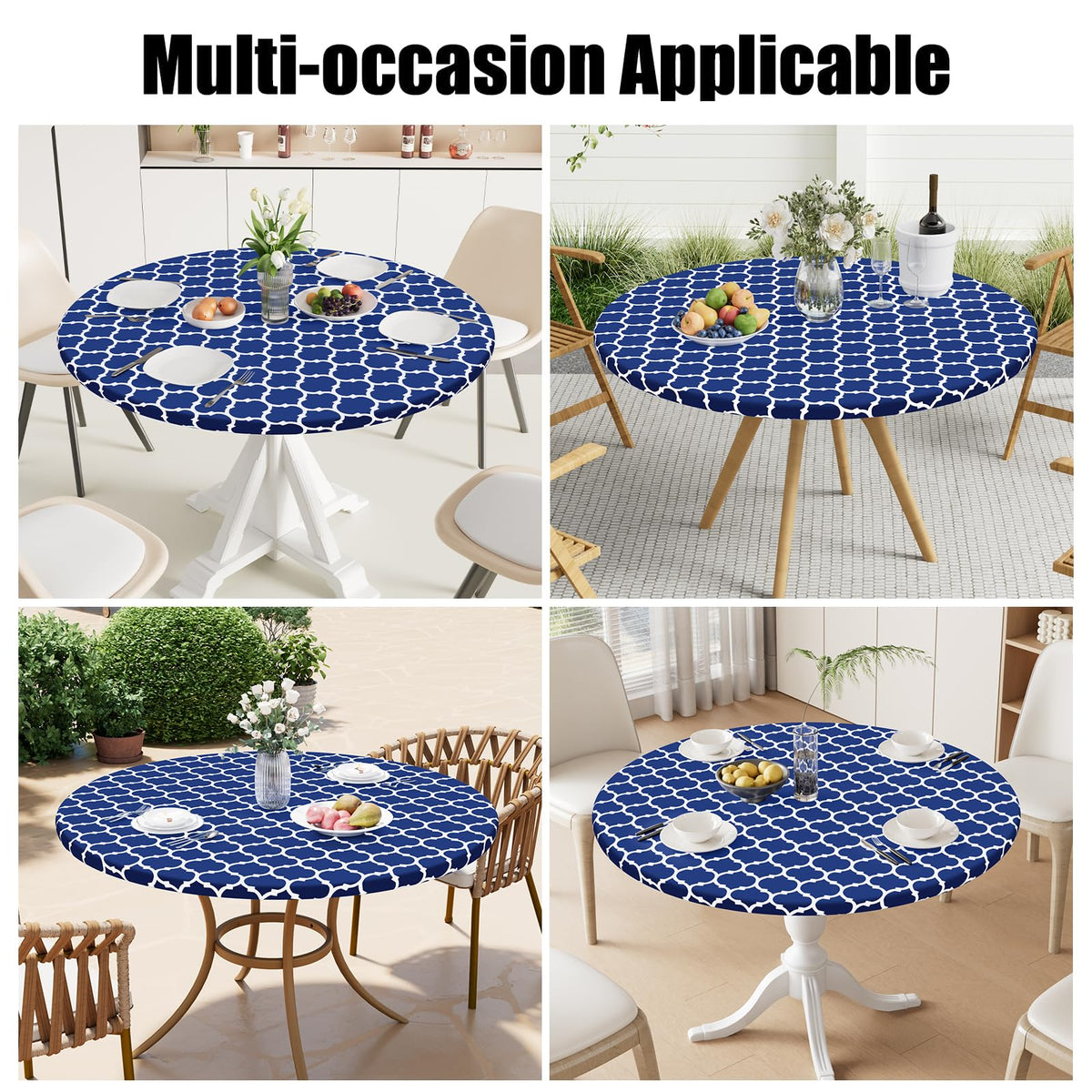 Smiry round picnic tablecloth indoor-outdoor versatile for dining rooms and patios