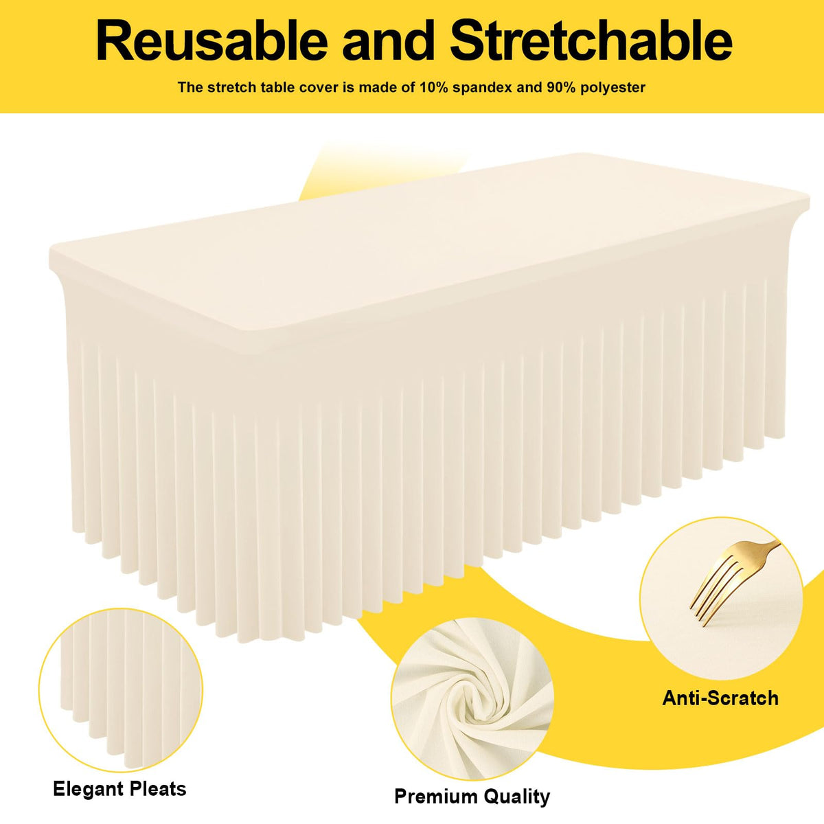 Smiry Spandex Tablecloth close-up highlighting premium stitching