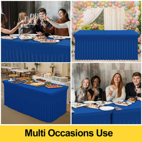 Smiry Spandex tablecloth 72-inch length fits standard 6-foot tables.