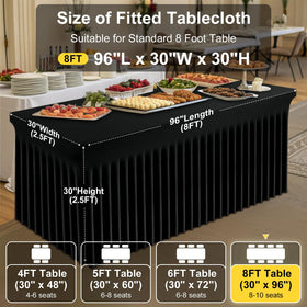 Smiry 8-foot table dimensions ensure proper fit on standard banquet tables