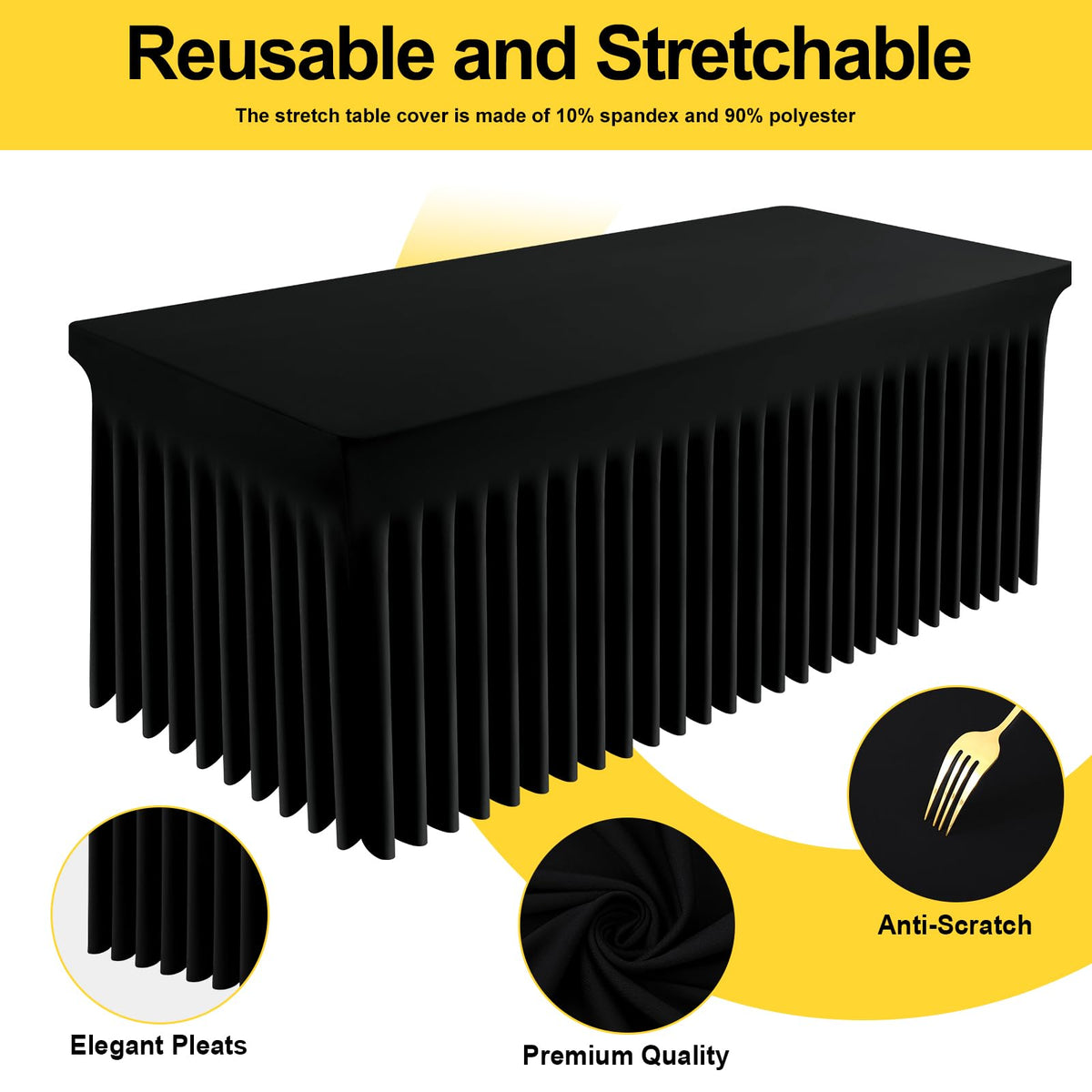 Close-up of Smiry Spandex tablecloth elastic edge showing secure fit.