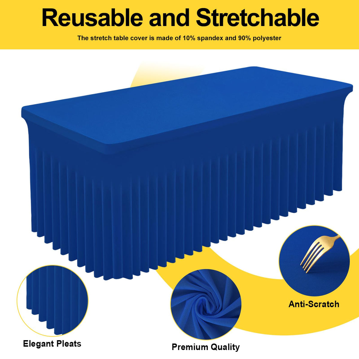 Smiry Spandex tablecloth waterproof surface prevents stains during events.