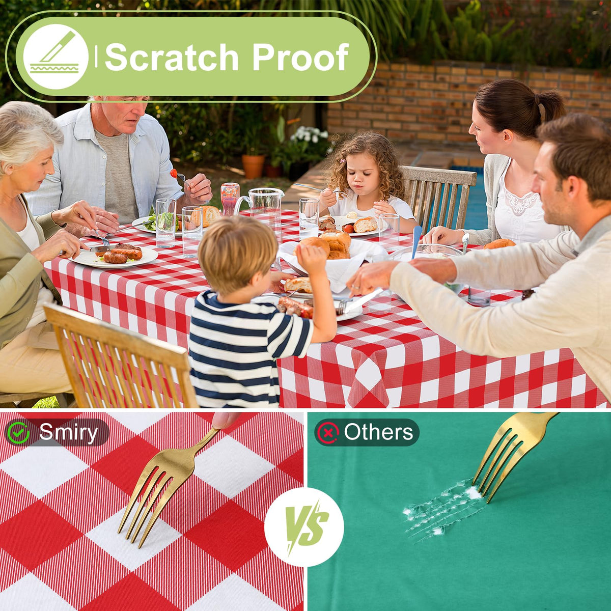 Smiry table cloth surface being wiped clean after a meal