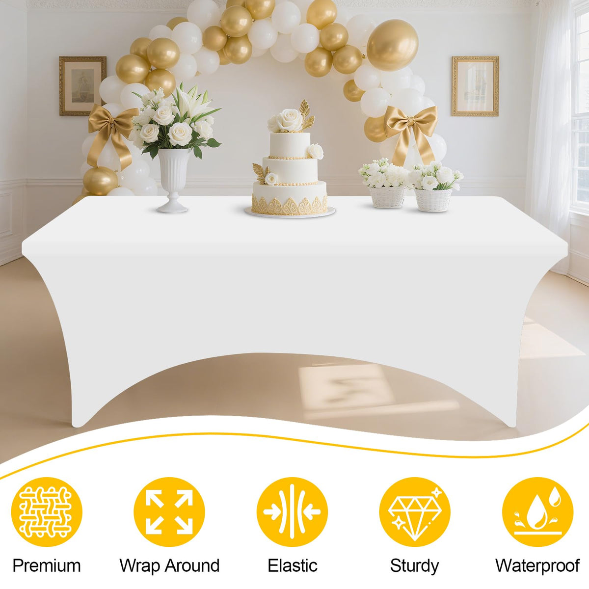 Smiry 6-foot tablecloth aligned with a 72x30x30 inches table.