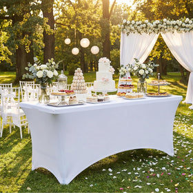 Smiry tablecloth shows sturdy stitching for durable event use.