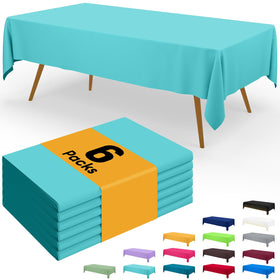 Smiry teal disposable table cloth protects surfaces during a party and events