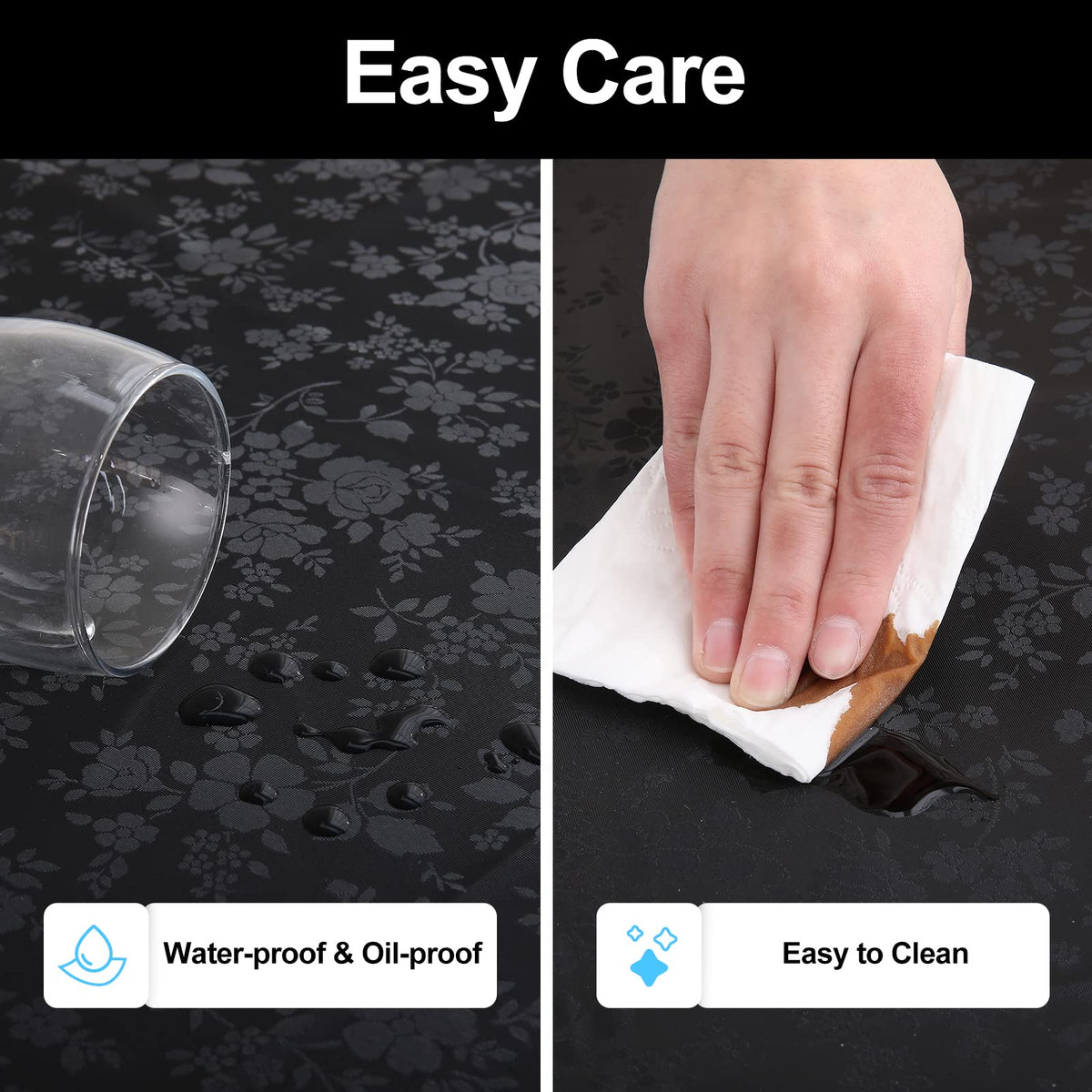 Smiry heavy-duty tablecloth provides a secure no-slip drape on your table.
