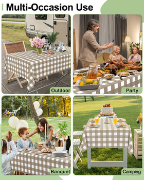 Smiry gingham tablecloth supports indoor and outdoor dining with ease.