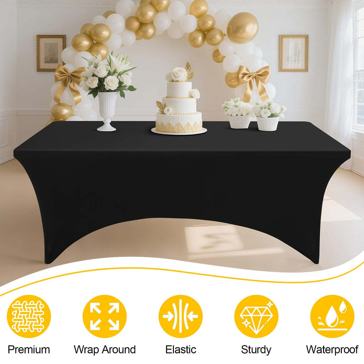 Smiry tablecloth on outdoor dining setup for a clean, polished look