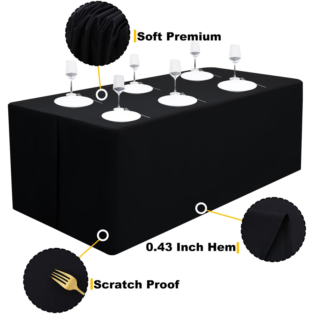 Smiry washable and easy-care tablecloth simplifies post-event cleanup.
