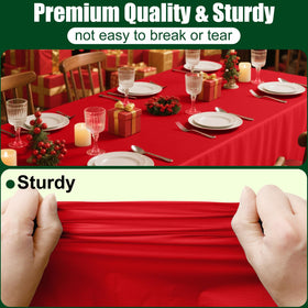 Smiry waterproof rectangle tablecloth red protects surfaces during outdoor meals.