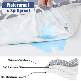 Smiry elastic edges on gray rectangle tablecloth securely in place
