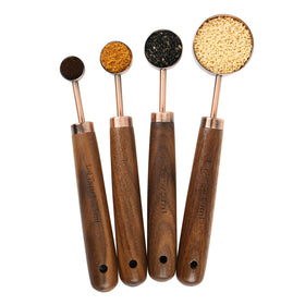 Smithcraft copper measuring spoon 1tbsp 15ml with wood handle for clean scooping.
