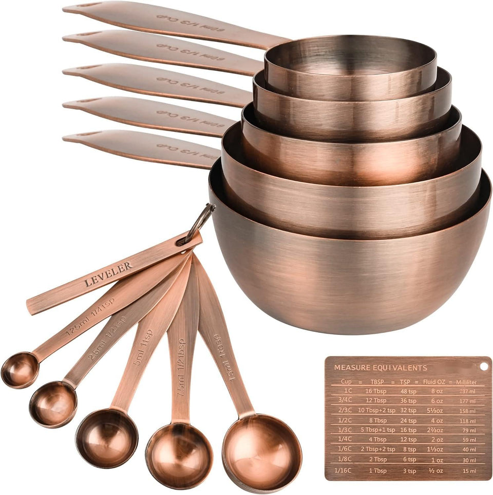 Smithcraft copper finish measuring cups for precise cooking measurements.