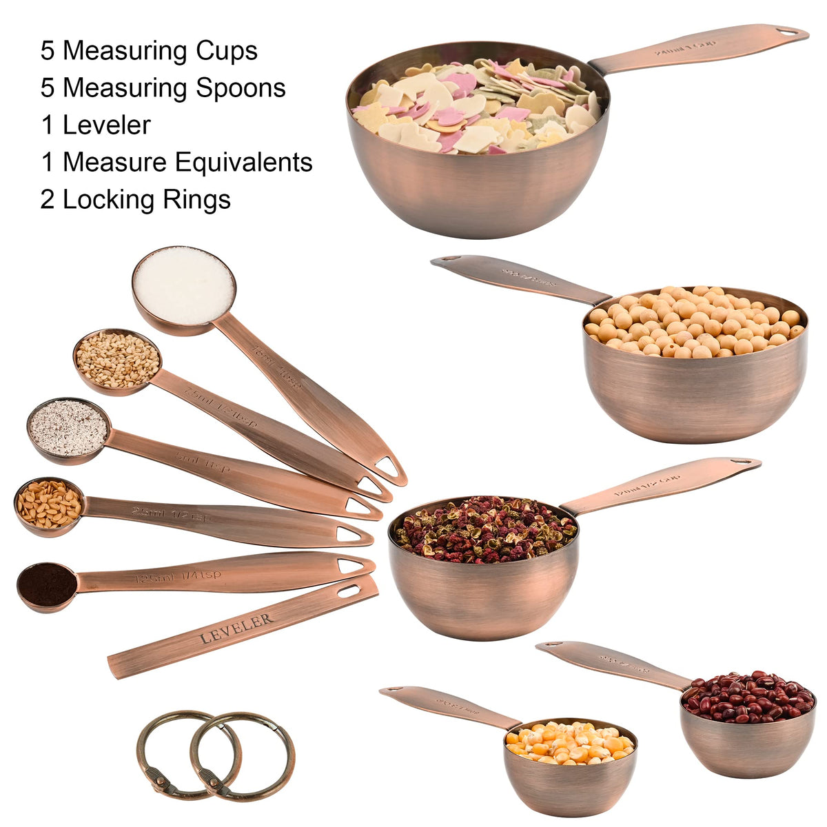 Smithcraft stackable measuring cups save space in a tidy kitchen.