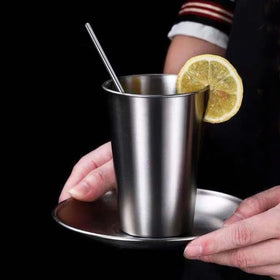 SMLIXE four-pack 24oz pint cups, close-up polished finish, sleek look.