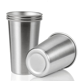 SMLIXE four-pack 24oz pint cups, front view, durable stainless steel for daily use.