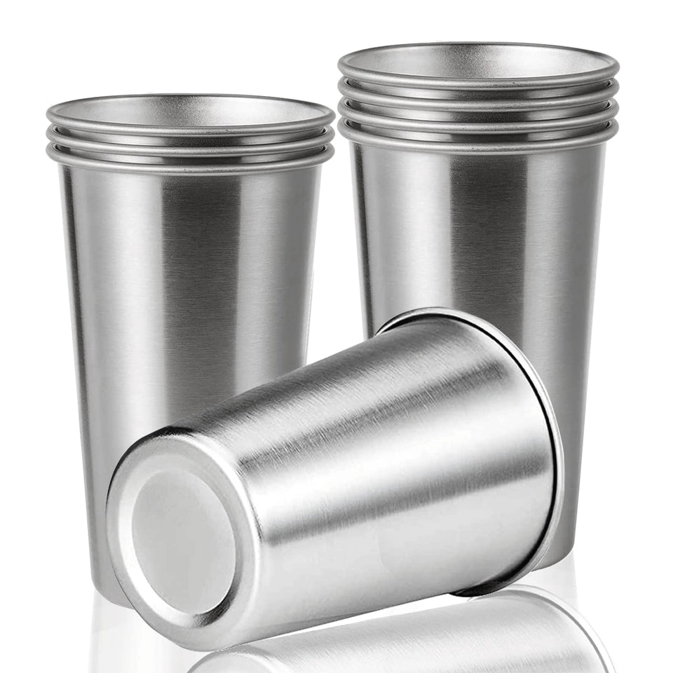 SMLIXE 8-pack stainless steel pint cups for durable daily use