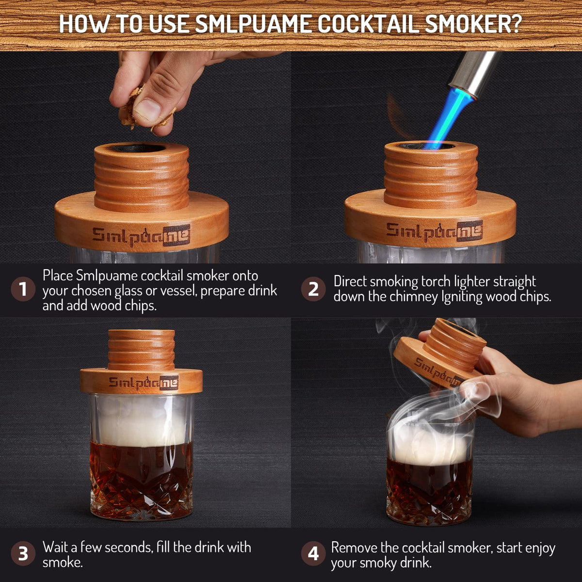 Smlpuame cherry wood chips, rich bourbon aroma enhancing cocktails.