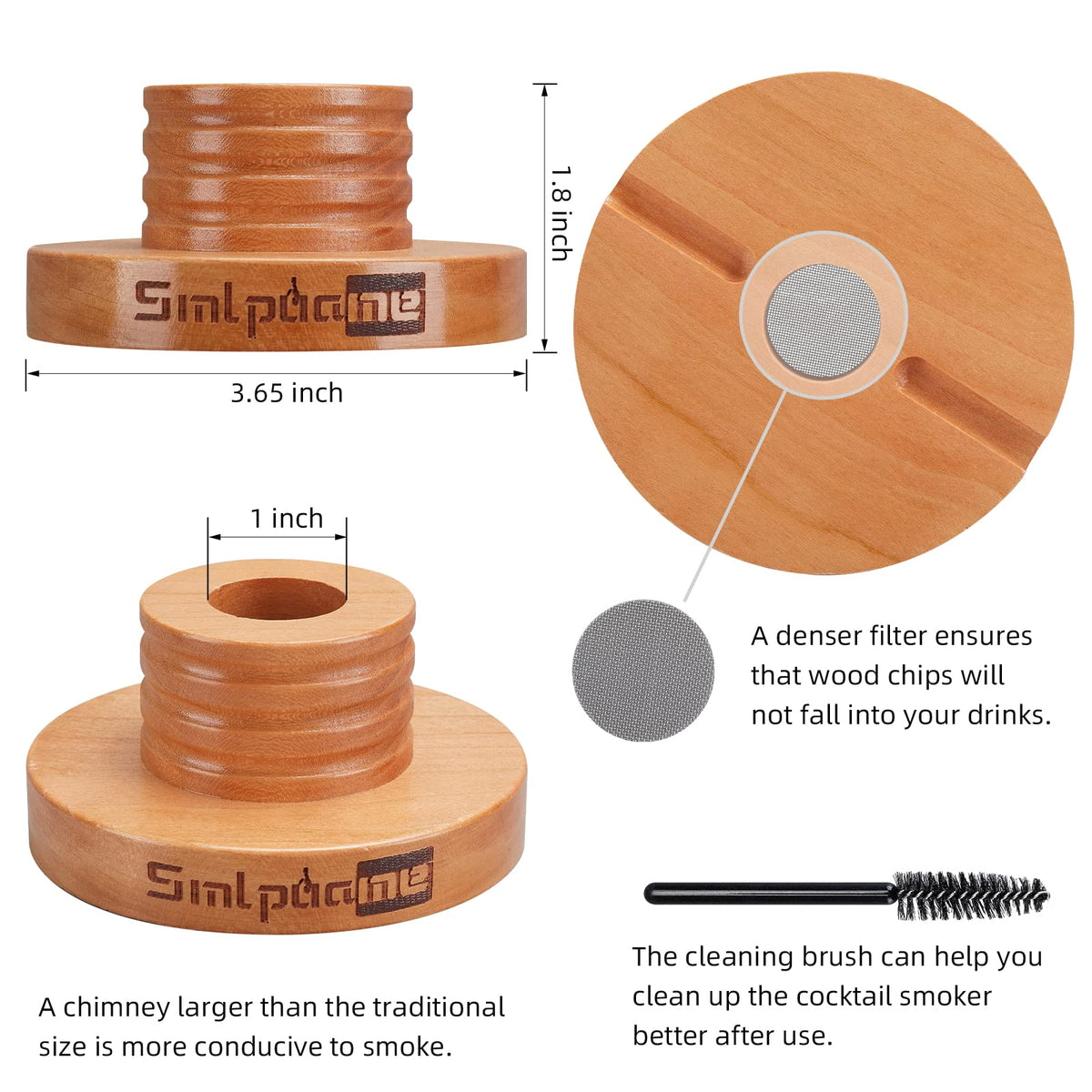 Smlpuame smoker kit shows four wood chip flavors—apple, cherry, pecan, and oak—ready to use