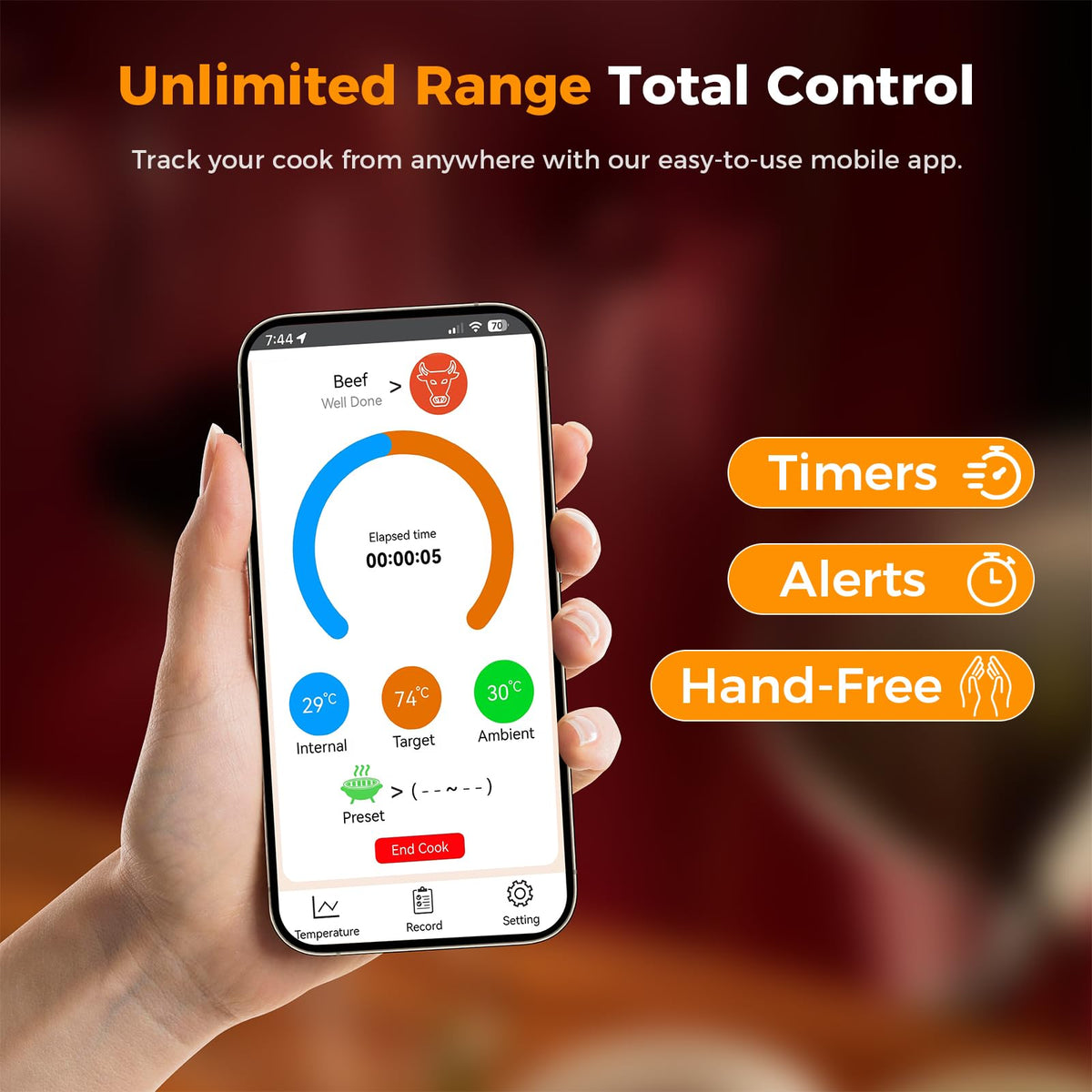 SMNQIUA app control screen with guided cooking
