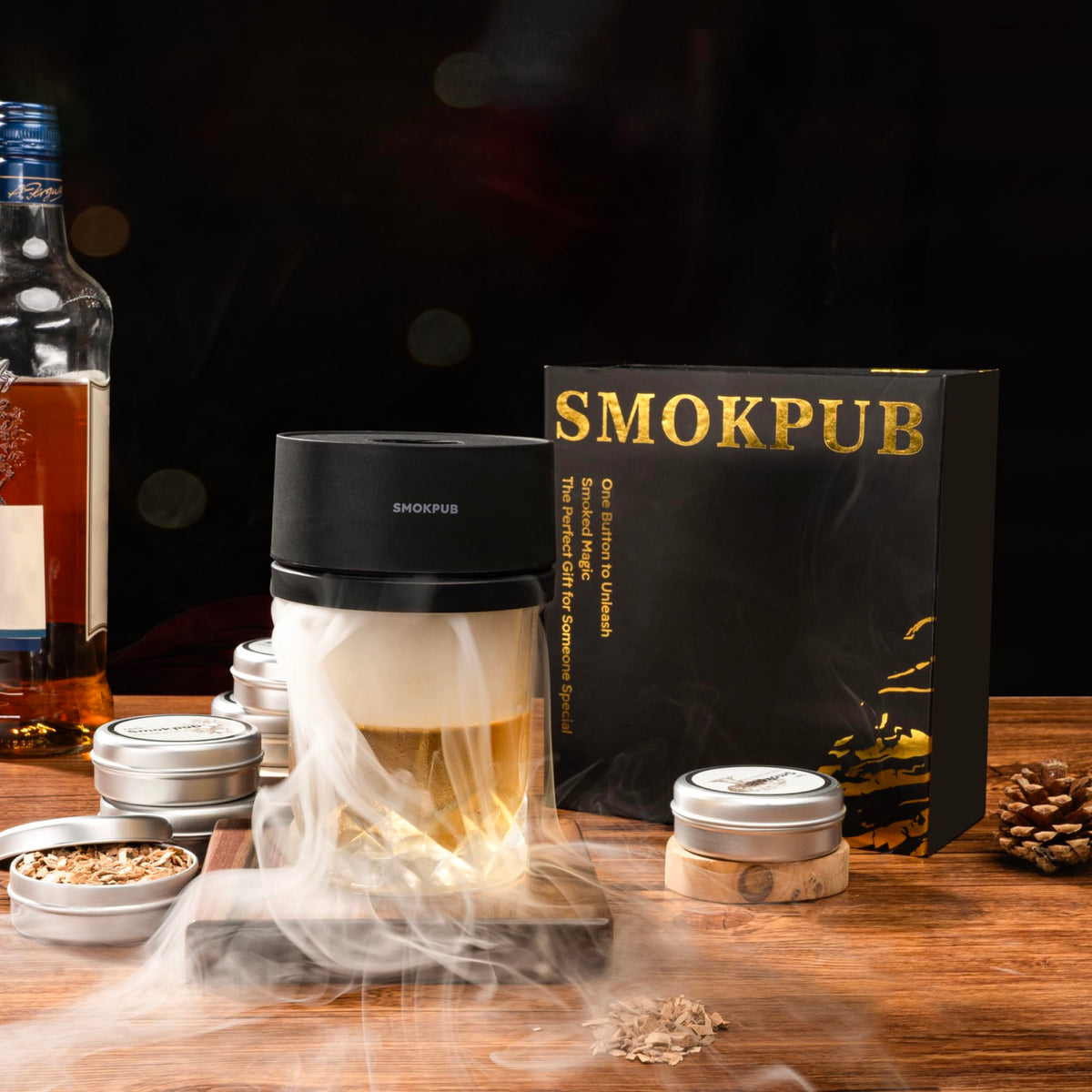 Smokpub compact desktop design fits diverse home bar setups