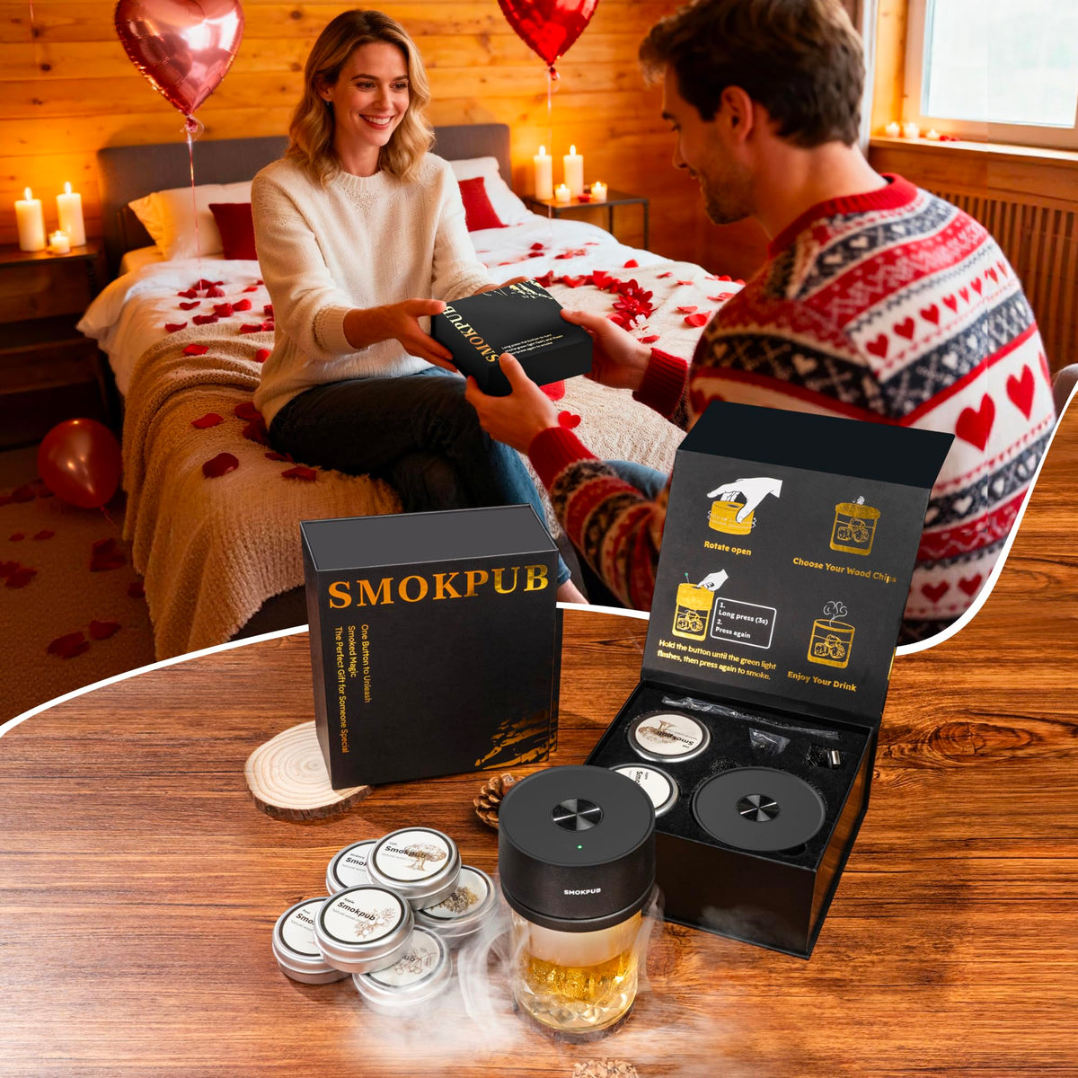Smokpub wood chip set with oak, apple, hickory, cherry, pear, beech flavors