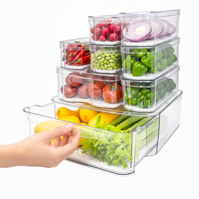 SMRCAD 8-pack fridge organizers with pull-out drawer for tidy shelves