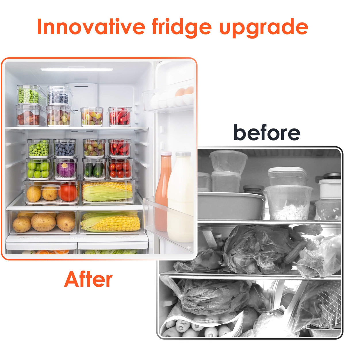 SMRCAD 8-pack keeps fridge, freezer, and pantry organized.