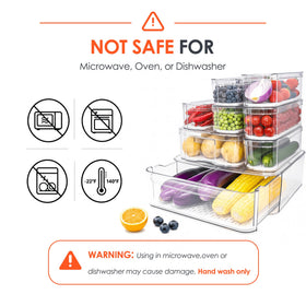SMRCAD freezer bin with drain tray keeps produce elevated and dry.