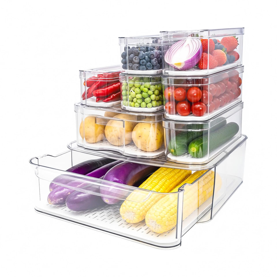 SMRCAD fridge organizer with pull-out drawer for easy access.